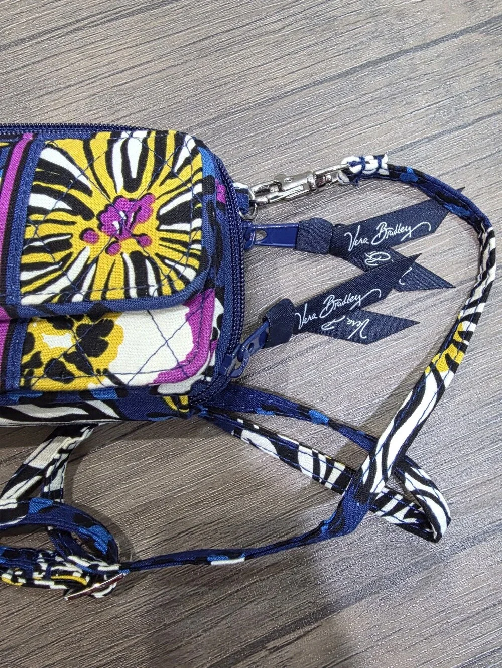 Vera Bradley All-in-One Crossbody Wallet African Violet Purse Adjustable Strap
